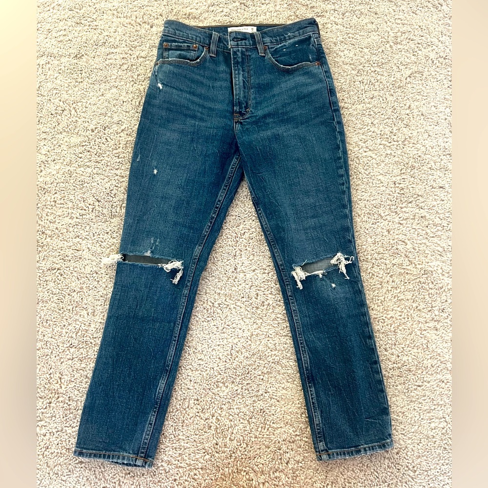 Abercrombie & Fitch Skinny High Rise Distressed Jeans